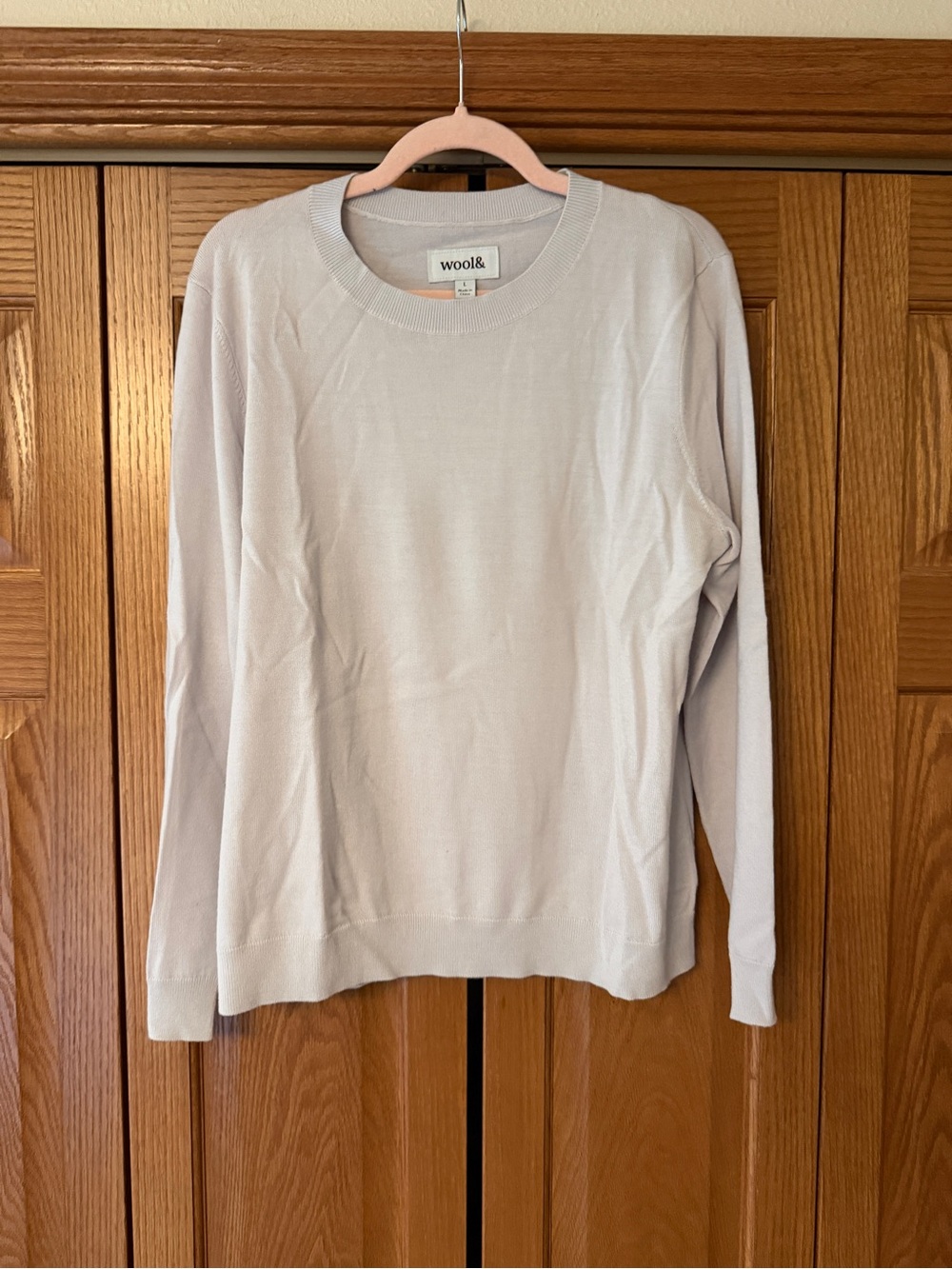 wool& Maeve Light Gray Crewneck Sweater